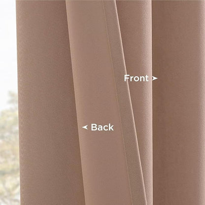 Joydeco Velvet Curtains Rose Beige Blackout Curtains Thermal Insulated 96 inches Long Window Curtains Super Soft Room Darkening Drapes for Bedroom Living Room Elegant Rod Pocket 2 Panels Rose Beige