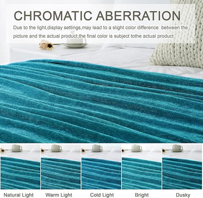 Chenille Throw Blanket for Couch 60"X 80" Twin, Soft Cozy Throws with Fringe Tassel for Bed Sofa Chair Cover, Lightweight Knitted Decorative Boho Blankets for Living Room, Teal