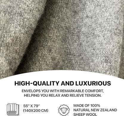 New Zealand Virgin Wool Throw Blanket, Indoor & Outdoor, Soft Blanket with Fringes, 55 x 79 in (140 x 200 cm)