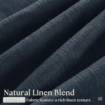 Navy Linen Pinch Pleated Curtains 108 Inches Long 2 Panels for Living Room Bedroom Light Filtering Drapes 108 Inch Length Dark Blue Indigo Semi Sheer Memory Shape Trained Ceiling Floor Curtain