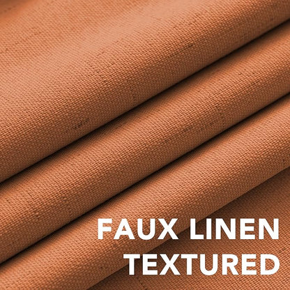 H.VERSAILTEX Linen Blackout Curtains Durable Thick Textured Linen Look 100% Blackout Patio Door Curtain Anti Rust Grommet Extra Wide Sliding Door Curtain Panel, Orange, W100 x L96 inch
