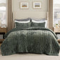 Bedsure Velvet Quilt King Size - 108"x96" Oversized King Size Comforter Set, Luxury Velvet Comforter Bedspread Coverlet, Ultra-Soft Winter Bedding Set with 2 Pillow Shams, Olive Green