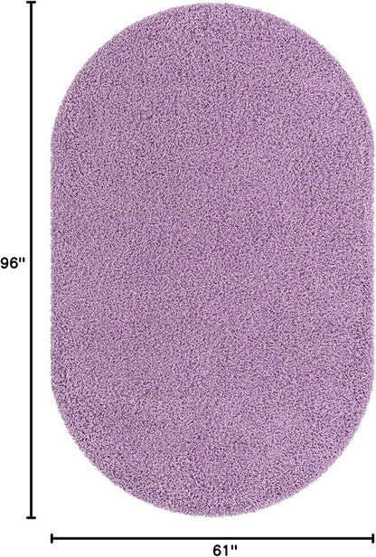 Unique Loom Solid Shag Collection Area Rug (5' 1" x 8' Oval, Lilac)