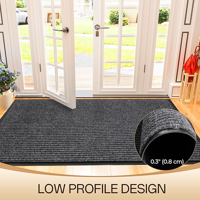 Amyracel Front Door Mat Indoor Outdoor Entrance, 36" x 120" All-Season Waterproof Doormat for Enterway, Heavy Duty Commercial Floor Mat, Fade Resistant, Rubber Back, Low Profile, Easy Clean