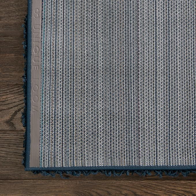 Unique Loom Solid Shag Collection Area Rug (10' x 13' 11" Rectangle, Sapphire Blue/ Navy Blue)