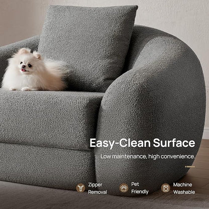 SICOTAS Curved Sofa Couch Bed for Living Room Convertible Futon Cloud Boneless Sleeper Chair Pull Out Floor Couch with Deep Seat Sofa Set Foam No Assembly Required for Bedroom Apartment, Dark Grey