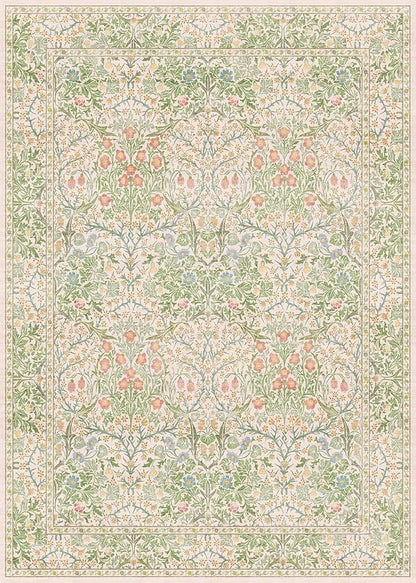 Light Green Bedroom Rug 5x7 Area Rug for Living Room, Vintage Washable Floral Floor Mat for Nursery, Dining Room Low Pile Non Slip Stain Resistance Distressed Retro Indoor (5x7 Beige Green)
