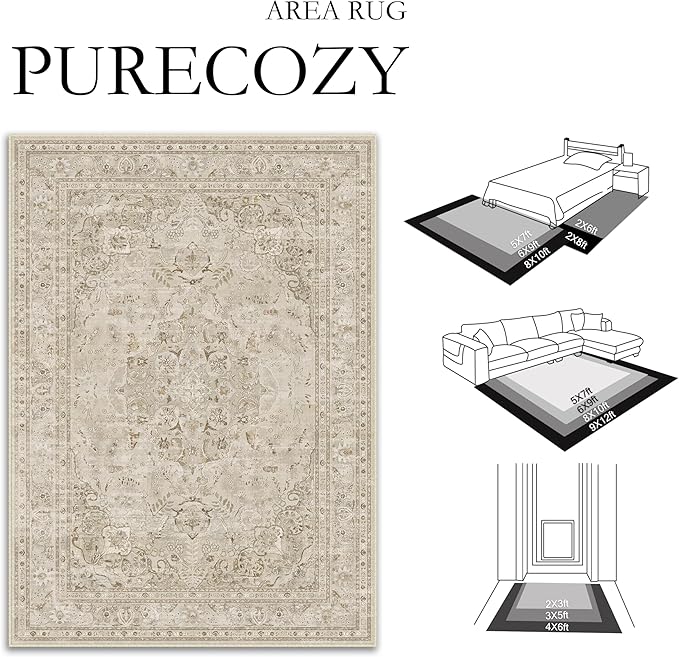 Brown 2x3 Area Rug Washable Vintage Small Carpet for Entryway Kitchen Soft Retro Floral Low Pile Thin Door Mat Non Slip Central Medallion Throw Rug for Bathroom Office Bedroom Dining Room