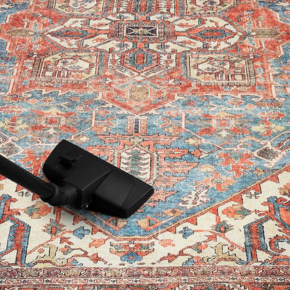 Keen Home Design 8x10 Rug - Machine Washable Area Rug with Non-Slip Backing, Ideal for Living Room, Dining Room, Bedroom - Vintage, Easy Clean, Durable, Low Pile Rug - (8' x 10')