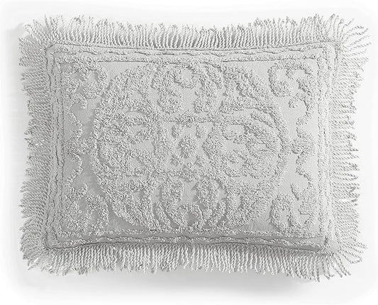 Beatrice Home Fashions Medallion Chenille Bedspread, Standard Sham, Gray