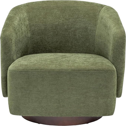 MINCETA Accent Chair,Modern Swivel Chairs for Living Room and Bedroom Reading with Wood Base,Fabric in Green