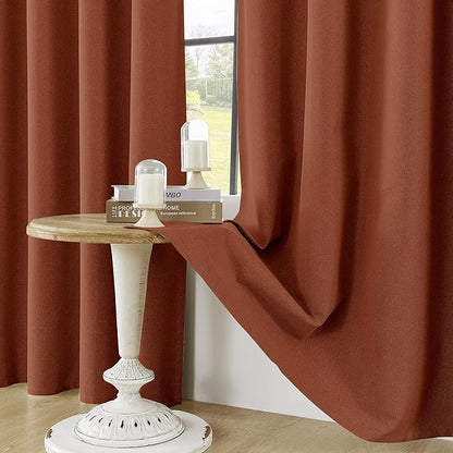 ChrisDowa 100% Blackout Terracotta Solid Curtains 84 Inches Long 2 Panels for Bedroom Living Room,Farmhouse Room Darkening Thermal Insulated Soundproof Grommet Top Window Treatment Drapes,52x84