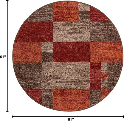 Unique Loom Autumn Collection Area Rug - Providence (5' 1" Round, Multi/ Beige)