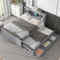 Platform Bed with Storage Headboard, USB, Twin Size Trundle and 3 Drawers, Full Size, Gray