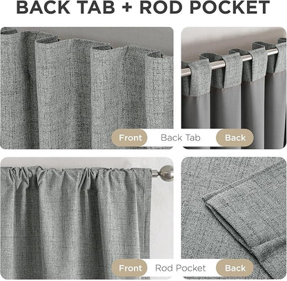 Joydeco Blackout Curtains for Bedroom - 100% Light Blocking 2 Panels Light Grey Drapes 42"W x 108"L, Thermal Insulated Room Darkening Curtains, Linen Textured for Living Room, Rod Pocket & Back Tabs