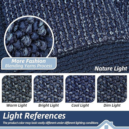 BEQHAUSE Indoor Door Mat 24" x 36", Dirt Trapper Door Mats Non-Slip Entryway Rugs Washable, Resist Dirt Absorbent Welcome Mat, Low Profile Floor Mats for Front Back Door and Entryway, Blue