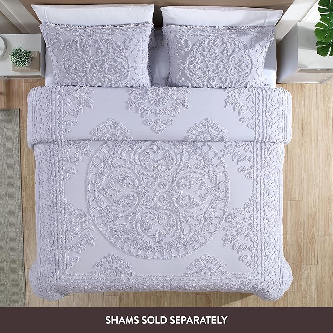 Beatrice Home Fashions Medallion Chenille Bedspread, Twin, Lavender