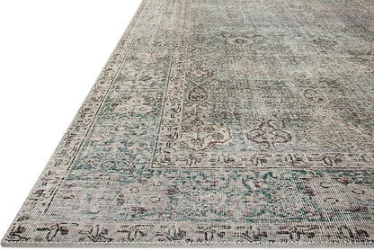 Loloi Chris Loves Julia Jules Collection JUL-08 Emerald/Antique Ivory 9'-6'' x 14', .13" Pile Height, Area Rug