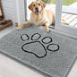 OLANLY Dog Door Mat for Muddy Paws 35x24, Paw Print Design, Absorbs Moisture and Dirt, Absorbent Non-Slip Washable Doormat, Quick Dry Chenille Mud Mat for Dogs, Entry Indoor Entryway Carpet, Grey