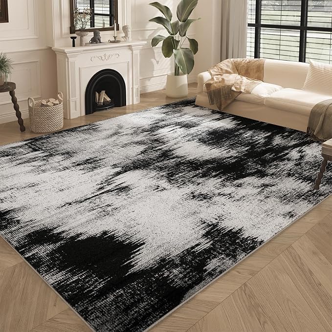 Area Rugs 6x9 Rug for Living Room - Machine Washable Neutral Modern Abstract Soft Rugs for Dining Room Floor Non-Shedding Carpets for Bedroom Farmhouse Home Office