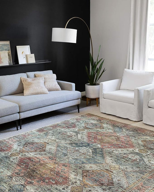 Loloi Skye Collection SKY-06 Apricot/Mist 7' x 9' Oval Area Rug