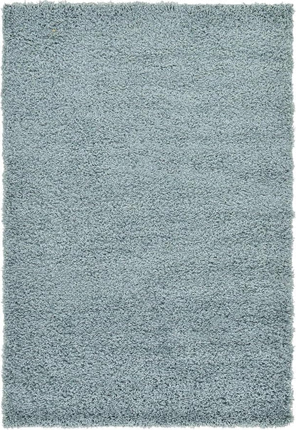 Unique Loom Solid Shag Collection Area Rug (4' 1" x 6' 1" Rectangle, Light Slate Blue)