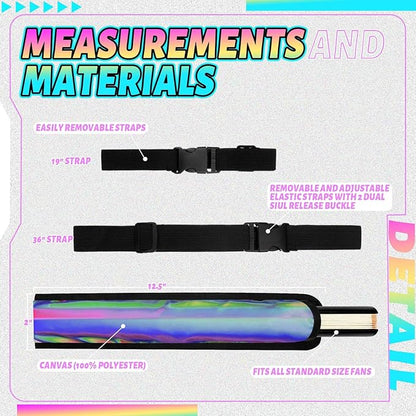 Summer Rave Fan Thigh Holster Rave Fan Holder Folding Hand Pouch Foldable Sleeves with Waist Belt for Thigh Party