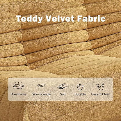 Bean Bag Chair, Loveseat Fireside Chair Bean Bag Sofa Large Bean Bag Chair for Adults, 2 Seater Bean Bag Chairs for Teens with High Density Comfortable Foam, Bean Bag for Living Room, Bedroom (Yellow)