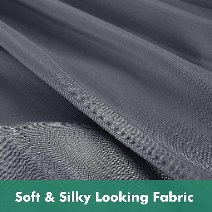 Biscaynebay Wrap Around Bed Skirts with Split Corners for Queen Beds 15" Drop, Dark Grey Adjustable Elastic Dust Ruffles Easy Fit Wrinkle Resistant Silky Luxurious Fabric Machine Washable