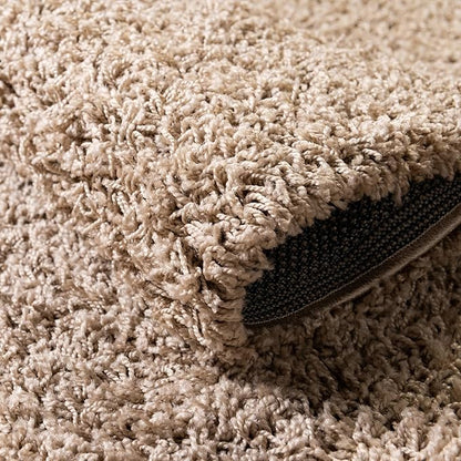 Unique Loom Solid Shag Collection Area Rug (8' x 10' Oval, Taupe)
