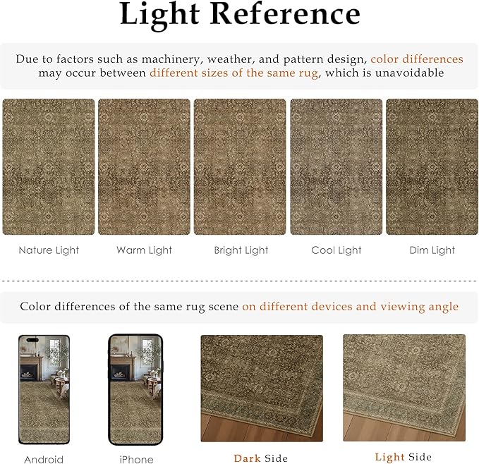 Brown 2x6 Runner Rug Washable Vintage Long Carpet for Hallway Kitchen Soft Retro Floral Low Pile Indoor Runner Non Slip Traditional Distressed Rug for Bathroom Bedroom Laundry Dining Room