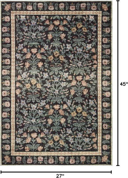 Loloi Rifle Paper Co. Eden Collection EDE-02 Mughal Garden Black 2'-3" x 3'-9" Accent Rug feat. CloudPile™