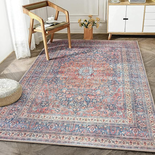 Bloom Rugs Washable Non-Slip 5' x 7' Rug - Multicolor Traditional Medallion Area Rug for Living Room, Bedroom, Dining Room, and Kitchen - Exact Size: 5' x 7'
