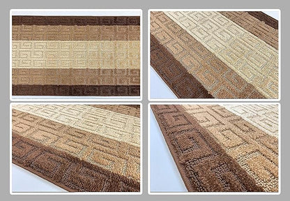 Custom Length Hallway Runner Rug,Slip Resistant,Meander Brown, 26 Inch X 19 feet, Sold and Priced Per Foot