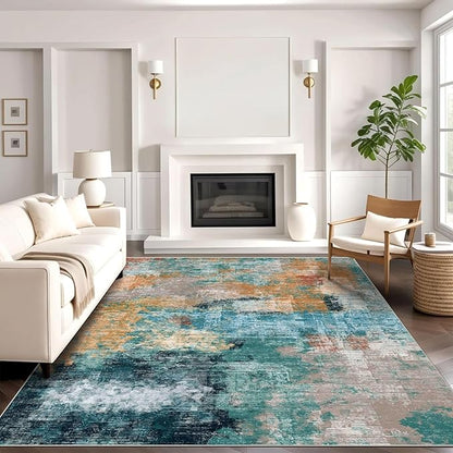 vivorug Washable Rug, Ultra Soft Area Rug 4x6, Non Slip Abstract Small Rug, Stain Resistant Rugs for Living Room Bedroom, Modern Style, Rosy Clouds