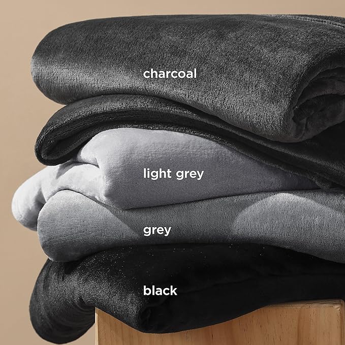 Bedsure GentleSoft Fleece Blankets Queen Size Dark Grey - Bed Blanket Soft Lightweight Plush Fuzzy Cozy Luxury Microfiber, 90x90 inches