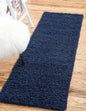 Unique Loom Solid Shag Collection Area Rug (2' 2" x 6' 5" Runner, Sapphire Blue/ Navy Blue)
