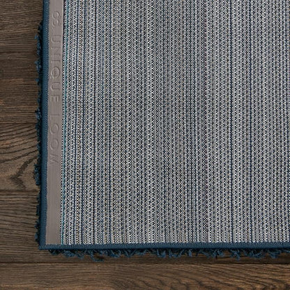 Unique Loom Solid Shag Collection Area Rug (3' 3" Square, Sapphire Blue/ Navy Blue)