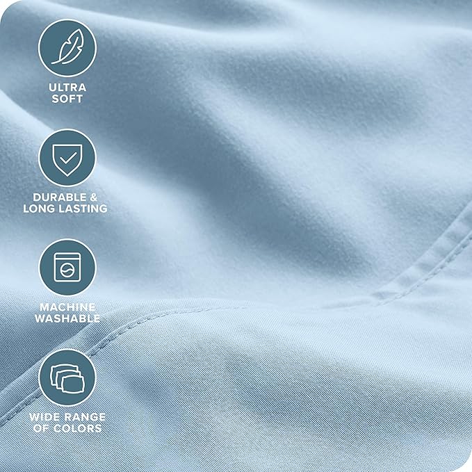 Bare Home Hotel Luxury Twin XL Sheet Set, Extra Soft - 4 Piece Set - Deep Pockets - Easy Fit - Cooling & Breathable - Wrinkle, Fade, Stain Resistant - Includes 2 Pillowcases (Twin XL, Light Blue)
