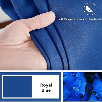 Deconovo Blackout Curtains for Kitchen Window Back Tab and Rod Pocket Curtains Room Darkening Curtains 52Wx45L Inch Royal Blue 2 Panels