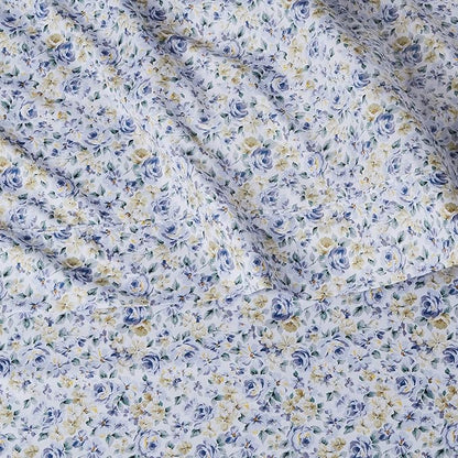 Amazon Basics Lightweight Super Soft Easy Care Wrinkle Free Microfiber 3 Piece Bed Sheet Set with 14-Inch Deep Pockets, Twin, Blue Floral, Floral, Kids, Men & Women Bedding
