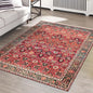 vivorug 9x12 Area Rugs for Living Room, Non Slip Machine Washable Vintage Red Floral Rug, Ultra-Thin Lightweight Large Area Rug for Bedroom, Dining Room, Low Pile