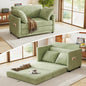 51" Loveseat Sleeper Sofa Bed, Chenille Convertible Floor Sofa Bed for Small Spaces, Folding Couch Bed with Deep Seat, 2 Pillows & Solid Frame, Pull Out Couch for Living Room, Light Green