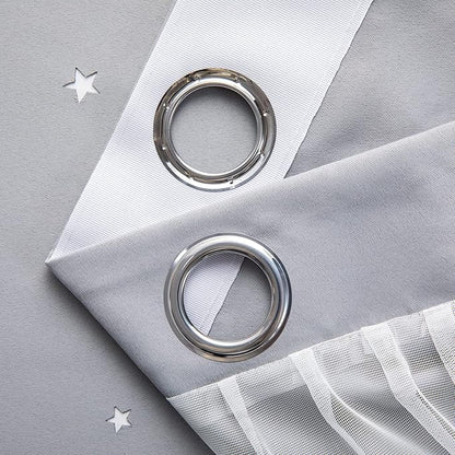 Star Curtains Blackout Curtains for Bedroom Kids Room Curtains Nursery Curtains Double Layer Curtains Kids Curtains for Boys, Blackout Curtains 108 Inches Long, Grey Curtains, 52 X 108 Inches