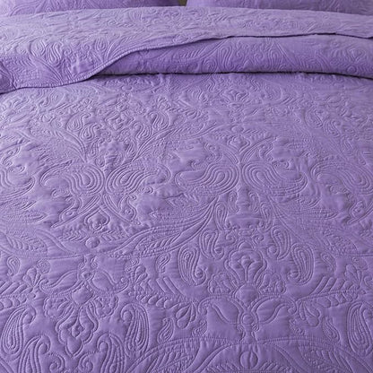 HoneiLife Quilt Sets King Size - 3 Pieces Microfiber Quilt Set Lightweight Bedspreads Reversible Coverlets Rustic Bed Cover King Quilt Bedding Set All Season Quilts-Purple