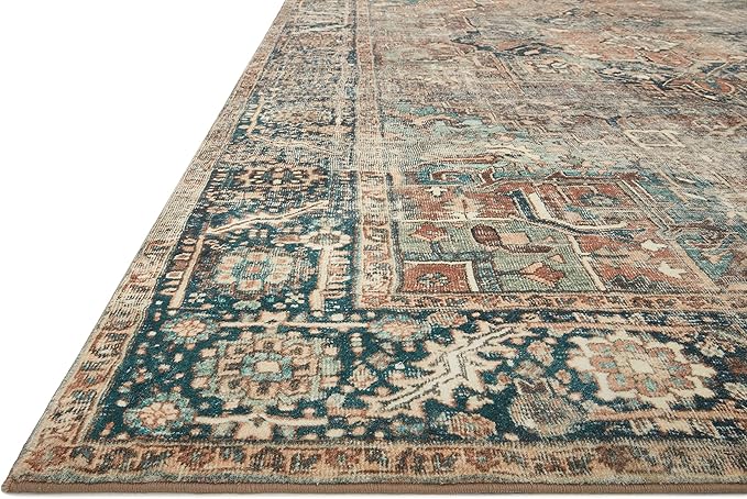 Loloi Margot Collection MAT-02 Terracotta/Lagoon 2'-6" x 11'-6" Runner Rug feat. CloudPile, No-Shed Easy Clean Large Patterned Area Rug for Living Room, Bedroom, Dining Area