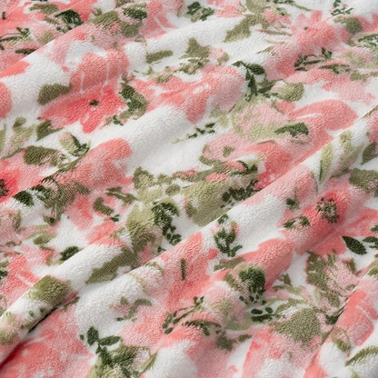 Berkshire Blanket-Classic Heavyweight Soft Printed VelvetLoft® Plush Warm Blanket, Twin Size Soft Fuzzy Blanket for Couch Sofa Bed, Abstraction Pink Green, 60in x 90in