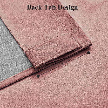 Velvet Curtains 108 Inches Long for Girls Room, Luxury Room Darkening Thermal Insulated Dusty Rose Pink Velvet Curtain Privacy Drapes for Living Room, Back Tab Rod Pocket, W52 x L108, 2 Panels