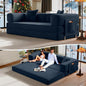 78.8" Convertible Futon Sofa Bed,Corduroy Futon Couch with Storage Pocket,Folding Pull Out Sofa,No Assembly Boneless Couch for Living Room,Navy