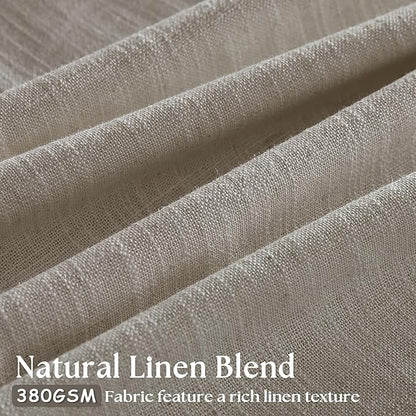 Extra Wide Curtains 60 Inch Width 84 Inches Long for Living Room Bedroom Light Filtering Semi Sheer Farmhouse Pleated Curtain Hooks Rings for Patio Sliding Door Large Window Burlywood Taupe 1 Panel